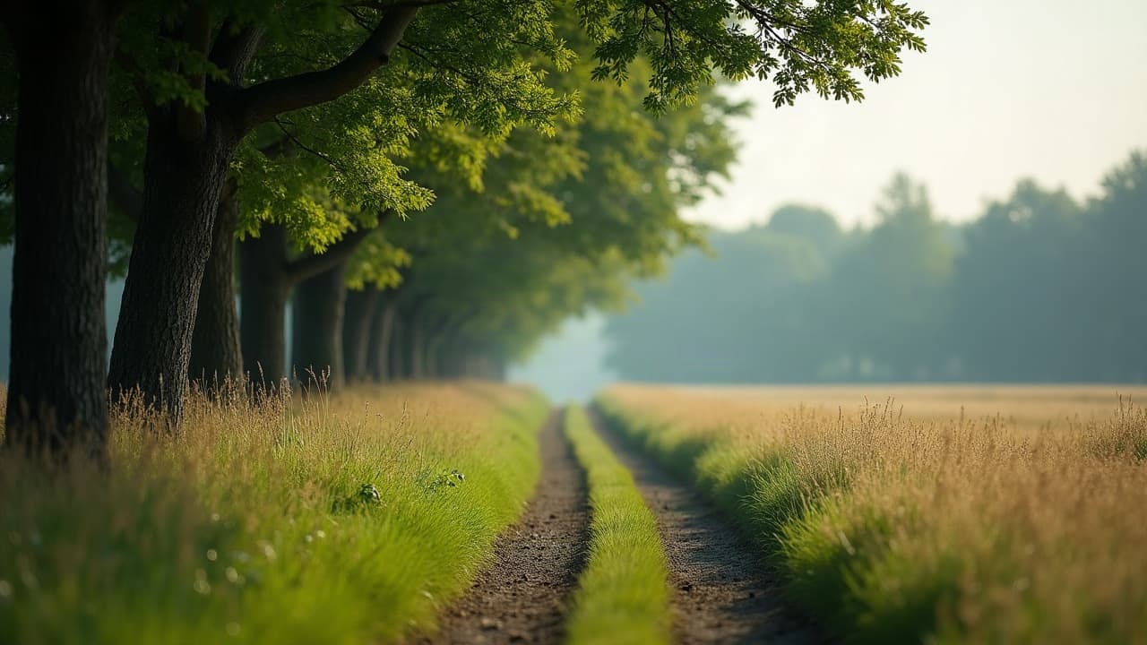 Lisière d'une forêt de chênes en bordure d'un champ de bocage en Bourgogne-Franche-Comté