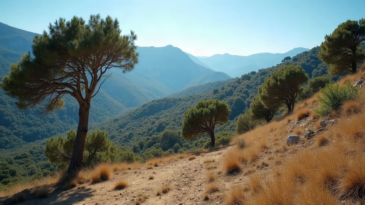 Versant boisé de chênes verts et de pins sur les hauteurs de Provence-Alpes-Côte d'Azur