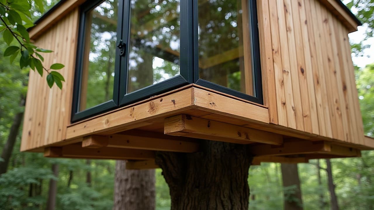 Constructeur examinant un tronc d'arbre lors d'une visite de terrain, carnet de notes en main, lumière de fin de journée sous la frondaison